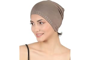 DERESINA HEADWEAR Deresina damska bambusowa gładka lub wysadzana klejnotami przednia czapka na wypadanie włosów, nakrycie głowy po chemioterapii