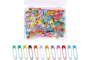 QAZIUY 150Pcs Colorful Safety Pins,19mm Safety Pins with Clear Case Metal Safety Pin,Small Safety Pins for Clothes, DIY Arts & Crafts, Sewing Accessories Kit
