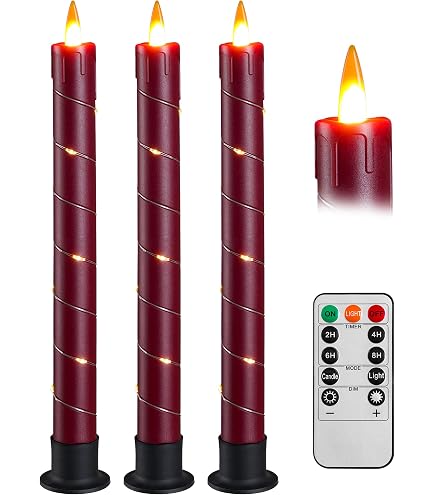 Velas LED Sin Llama Lights4fun TruGlow - Pack De 4, Cera Roja, Temporizador Y Mando A Distancia