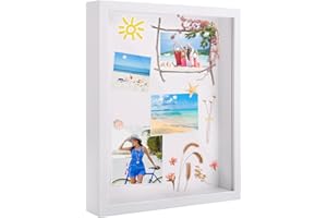XREE Marcos con Profundidad, 25 x 20 cm Marco 3D Marco de Caja de Sombra Regalo de Boda para Objetos Fotos Obras de Arte Recuerdos (Blanco)