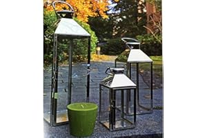 INDA-Exclusiv Set di 3 lanterne da giardino XXL, in acciaio inox, altezza 24/40/53 cm