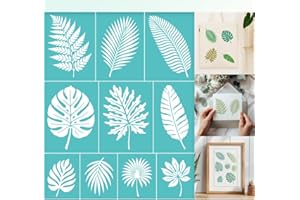 GOMAKERER 2 feuille de Pochoir Sérigraphique à Grandes Feuilles Pochoirs de Peinture Réutilisables et Autocollants pour Feuilles Plantes Sérigraphie pour Bordures Murales Bois Décoration D'Intérieur