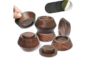 FASONLA Bed Risers, Furniture Risers (Set of 8) Lifts Height 1", 2", 3" or 4", Solid Natural Wood Risers, Non-Slip Recessed Hole to Heavy Bed/Furniture (Dark Coffee Color)