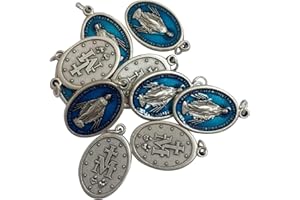 lazzaro italy Medaglia Miracolosa Originale placcata argento PRAY FOR US - h 2,2 cm - 10 medaglie blu