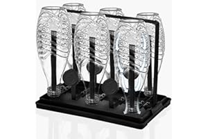 Pameil Scolabottiglie con Vaschetta Raccogligocce, Scola Borracce Acciaio Inossidabile per Bottiglia Vetro e Tazza, 6 scolapiatti in metallo con scolapiatti rimovibile e porta coperchio