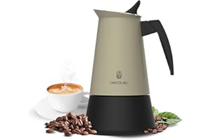 Cecotec Cafetière Italienne Piccolina 600 Green. 300ml, 6 Tasses de Café, Acier Inoxydable, Compatible Toutes Surfaces, Filtre Premium, Valve de Sécurité, Poignée Thermorésistante, Design Élégant