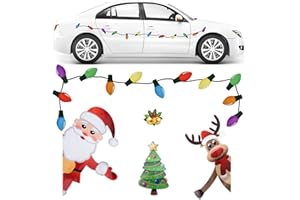 ‎TOPTIME Toptime 22 Stück Weihnachts Auto Magnete, 12 Stück Reflektierende Glühbirne Magnete mit 6 Magnetdrähte, Auto Weihnachtsdeko mit Weihnachtsmann Rentier Weihnachtsbaum, Weihnachten Magnete Kühlschran