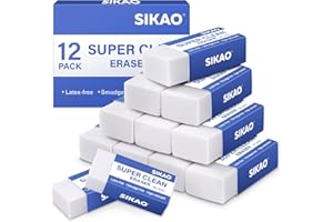 Rubbers Erasers Sikao 12 Pack Pencil Erasers for Kids, Cube Erasers,White Erasers Multipack, Art Erasers for Drawing Sketching, Erasers for Artists, Office School Supplies Classroom Essentials