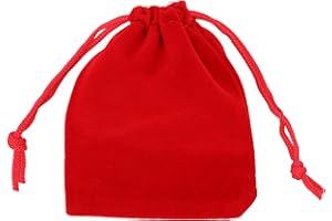 WedDecor Velvet Drawstring Bags for Jewelry Gifts Wedding Favors Candy Bags Party Favors Jewelry Pouches Travel Drawer Organizer Pouch Christmas Wedding Pack of 10 (Red, 7cm x 9cm)