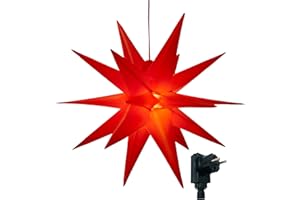 ‎BONETTI Bonetti 3D Leuchtstern inkl. warm-weißer LED Beleuchtung | für Innen und Außen geeignet | hängend | 7,5 m Zuleitung (rot, ca. 57x44x48 cm)
