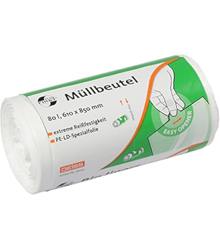 Sacchi Per Rifiuti DEISS FIRST PLUS 80L - LDPE, Bianchi, 40 Pezzi/Rotolo - Foto 8