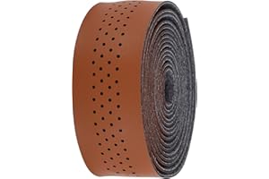 BBB Cycling SpeedRibbon Ruban de Guidon de Vélo avec Aspect Cuir | Ruban Antidérapant pour Vélo de Route | Bouchons de Guidon Inclus | Marron Cognac | BHT-12