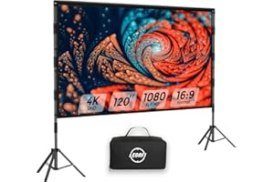 Beamer Leinwand mit Stativ 120 Zoll Outdoor – LEORFI Tragbare Projektorleinwand mit Tragetasche, Leichte Projektionsleinwand Indoor Front/Rück - Kinoleinwand 16:9 4K HD mit Katzentasche für Hinterhof