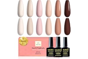 ‎YSUVIN YSUVIN UV Nagellack, 6 Farben Elfenbein Nude Rosa Braun Nagellack Set Soak-Off UV Gel Nagellack für Anfänger DIY Nail Art Maniküre Salon, Langlebig, 8ML