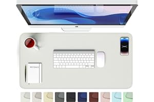 ‎GOMIN GOMIN Schreibtischunterlage 80x40cm - PU Leder Mauspad Wasserfest & Rutschfest - Laptop Tischunterlage Groß - Leicht zu reinigende Schreibunterlage - Mousepad XXL für Büro und Home-Office - Weiß