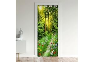 Odot Verdunkelungsvorhänge mit Ösen, Wald Muster Raumteiler Vorhang Türvorhang Thermo Blackout Thermovorhang Winter Kälteschutz Türvorhang für Fenster Tür Schrank (120x200cm,Blume Pflanze)