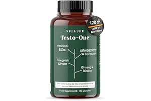 Nullure Testosterone Homme Naturel |Vegan | Tribulus Terrestris + Maca + Ashwagandha + Zinc + Ginseng + Fenugrec + Zink + Vitamine D + Biopérine |120 gélules (2 mois)