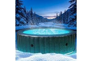 BRAST Whirlpool aufblasbar MSpa Starry mit LED Beleuchtung für 6 Personen Ø204x70cm In- Outdoor Pool 138 Massagedüsen Energiespar-Timer Heizung Bubble Wellness Massage