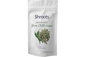 SHROOTS Dehydrated Green Chilli Flakes Pure Vegetarian Gluten-Free No Added Salt Easy Cooking Machine Essential Dried Vegetable with Natural Aroma Perfect for Seasoning & Spice Mix 1.23 oz, Pack of 1