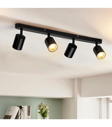 Faretti LED Soffitto Orientabili 5W - 3 Colori, Timer E Telecomando, Nero, Per Cucina E Soggiorno