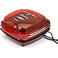 Ariete 185 Hamburger Maker, Macchina per fare hamburger, 1200 W, Piastre antiaderenti, Spia pronto, Rosso