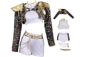 Waslary Huntrix Disfraz de niña Mira Zoey Rumi Cosplay Disfraz Negro Uniforme Completo Set Halloween Fiesta Traje