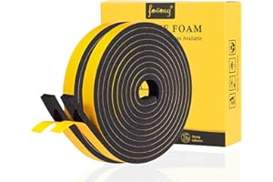 fowong Joint Isolation Fenêtre et Porte Entrée - Joint Mousse Adhésif Anti Froid - 2 rouleaux 9mm x 6mm x 4m - Antichoc et Réduire le Bruit et Calfeutrage Coupe-vent pour Porte et Fenêtre - Noir