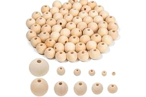Febsow Natur Holzkugeln zum Auffädeln 135 Stück, 16mm Holzperlen Natur für Makramee, Holzkugeln mit Loch, Holzperlen Rund für DIY Bastelarbeiten Dekorationen, Schmuck Armband Halskette, Glückswürmchen