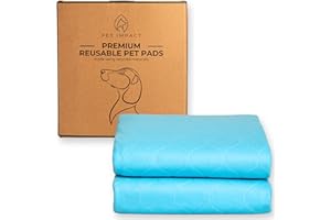 PET IMPACT Reusable Dog Pee Mats, XL Premium Washable Puppy Training Pads, Dog Incontinence Pads, 2-Pad Box EXTRA LARGE (Sky Blue, 35"x32")