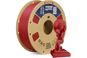 OVERTURE PLA Plus (PLA+) PLA-Filament 1,75 mm, professionelle PLA-Festigkeit, 1kg Filament (2,2 lbs), Maßgenauigkeit +/- 0,02 mm, für 3D-Drucker (Frischrot)