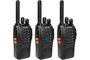 Pofung PT88E Walkie Talkie PMR446 Lizenzfreies Zwei-Wege-Radio, 16-Kanäle Long Range Walkie Talkies mit Ladestation und Ohrhörern (schwarz, 3-Pack)