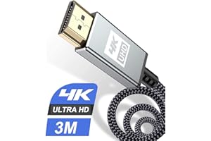 4K HDMI Kabel 3Meter,Sweguard HDMI Kabel 4K @ 60Hz 18Gbps Highspeed HDMI 2,0 Kabel Nylon Geflecht, vergoldete Anschlüsse mit Ethernet/Audio Rückkanal, Kompatibel mit Video 4K UHD 2160p, HD 1080p-Grau