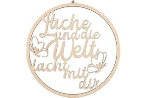 ‎SPRUCHREIF Spruchreif Premium QUALITÄT 100% EMOTIONAL · Deko Loop · Holz-Dekohänger · Lache und die Welt ... · Wanddeko · Türkranz · Hoop · Geschenk