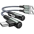 AINOPE USB C Cable [2-Pack, 0.5ft] 3.1A Type C Charger Fast Charging Cable Right Angle, Durable Nylon Braided USB C Charging Cable Compatible with Galaxy S22 S21 Plus S20, Note 10 9 LG, Type C Charger
