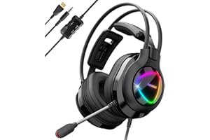 Tronsmart Glary Alpha Gaming Headset, 50mm Driver Unit, Headset with Mic, 360 Degrees Adjustable Microphone Gaming Headphones, RGB Lighting for Tablets Consoles, Switch, PCs, Laptops