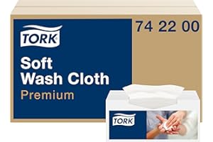 Tork Premium Disposable Wash Cloths, Extra Soft - absorbent, ideal for healthcare, White, 1 x 135 cloths (742200)