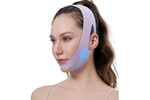 Biglumin Sangle Pour Le Visage - Gaine visage double menton réducteur, Masque liftant ligne V, bandage de lifting du visage, pour double menton et relâchement de la peau du visage. (Violet)