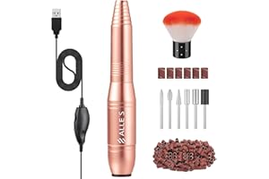 ALLE'S Torno para Uñas,Limas de Uñas Profesionales 6 en 1,Velocidad Ajustable de 20,000 RPM,Torno Uñas Kit de Manicura y Pedicura Profesional,Torno de Uñas Portátil,Set de Manicura para DIY Salón, Gold