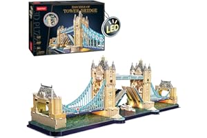 PARTY TOWN Puzzle 3D - Puente De La Torre De Londres Led | Puzzle 3D Regalo Niños 8 Años | Puzzles 3D | Maquetas para Montar Niños | Maquetas para Construir Adultos | 222 Piezas