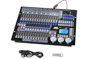 GDJRTTK Controlador DMX, Consola 1024 DMX para Luces de Discoteca, Iluminación de Escenario, DMX 512 DJ, Controlador de Luz DJ, Regulador de Intensidad DMX para Espectáculos de Luz, Fiestas, Discotecas, Pub