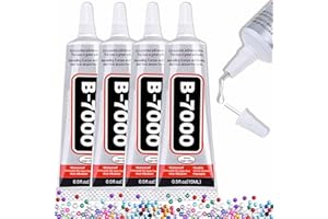 ALECPEA B-7000 Craft Glue for Jewelry Making - 15ml/0.5oz (4 Pack) - Multi-Function B-7000 Super Adhesive Glues Liquid Fusion Glue for Rhinestones Crafts, Clothes Shoes, Fabric, Jewelry Making, Cell Phones