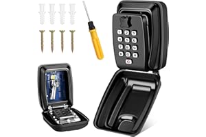 LAYUKT Key Safe Wall Mounted, Large Key Lockable Box Outdoor with Resettable 12-Digit Code and Weatherproof Cover, for Home School Garage Office Heavy Lock Box with Code