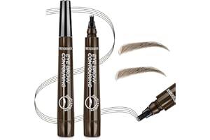 WOLEEUP Microblading Eyebrow Contouring Pen Pencil - Magical Precise Waterproof Brow Pen Liquid Natural Eyebrow Contouring 4 Tip Pen Micro-fork Tip Brow Pencil (Dark Brown-02)