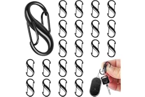 PARASTAR 20 Stück S Karabiner Mini Karabinerhaken,Kleiner Metall Doppelkarabiner,Schwarz Kleine Karabinerhaken 8 Förmiger 2 Öffnungen 25 mm für Outdoor Aktivitäten Wandern Reisen Camping Rucksack