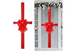 SUNYOK Weihnachts Schleife Dekoration, Weihnachtsfest große rote Schleife, Weihnachten Türschleife Deko, Weihnachtsschleife für Schranktür, Schleife Schmuck für Haustür Weihnachtsbaum Schrank