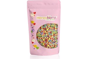 HONEYBERRY INCLUSIONS Rainbow Multicoloured Stars 200g - Premium Edible Decorating Sprinkles for Baking, Cupcake and Cake Decorations, Ice Cream, Dessert and Icing Decoration Toppers