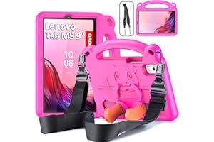 DUZZONA Funda para Lenovo Tab M9 9 Pulgadas 2023, Estuche Niño Antigolpes con Asa, Correa de Hombr, Funda Infantil para Lenovo Tab M9 (TB-310FU), Rosa