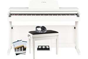 Fame Digitalpiano Set, DP-2000 WH, 88 Tasten, Hammermechanik, 16 Sounds, 128-fache Polyphonie, inklusive Klavierbank, Kopfhörer, Notensammlung