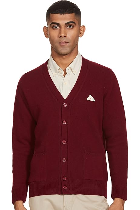 Kallspin Men's Big u0026 Tall Cardigan Sweater Cashmere Wool Blended V Neck  Long Sleeves Buttons Cardigan with Pockets Burgundy L-Tall : Amazon.in:  Fashion