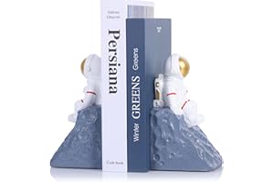 QIANLING Lot de 2 Serre - Livres astronautes Gris - Robustes avec Base antidérapante - Serre-Livres décoratifs pour Chambres d'enfants, décoration de Bureau et de bibliothèque